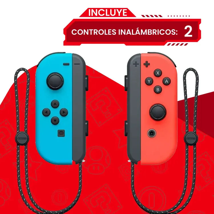 Consola NINTENDO SWITCH™ 1.1 con Joy -Con Azul|Negro| Rojo Neon + Juego Mario Kart 8 Descargable + 3 meses de Nintendo Switch Online