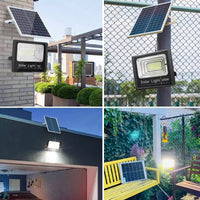Reflector Solar 300w Lampara Led Panel Solar Control Remoto Carcasa Negro Luz Blanco Neutro